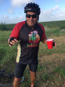 Tour de Jalapeno Rider in Jersey with jalapeno