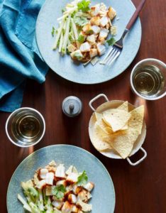 RIP TIDE | Tearing the seared scallops and scattering them with crushed tortilla chips make for an appealing combination of textures. PHOTO: LINDA XIAO FOR THE WALL STREET JOURNAL, FOOD STYLING BY HEATHER MELDROM, PROP STYLING BY CARLA GONZALEZ-HART